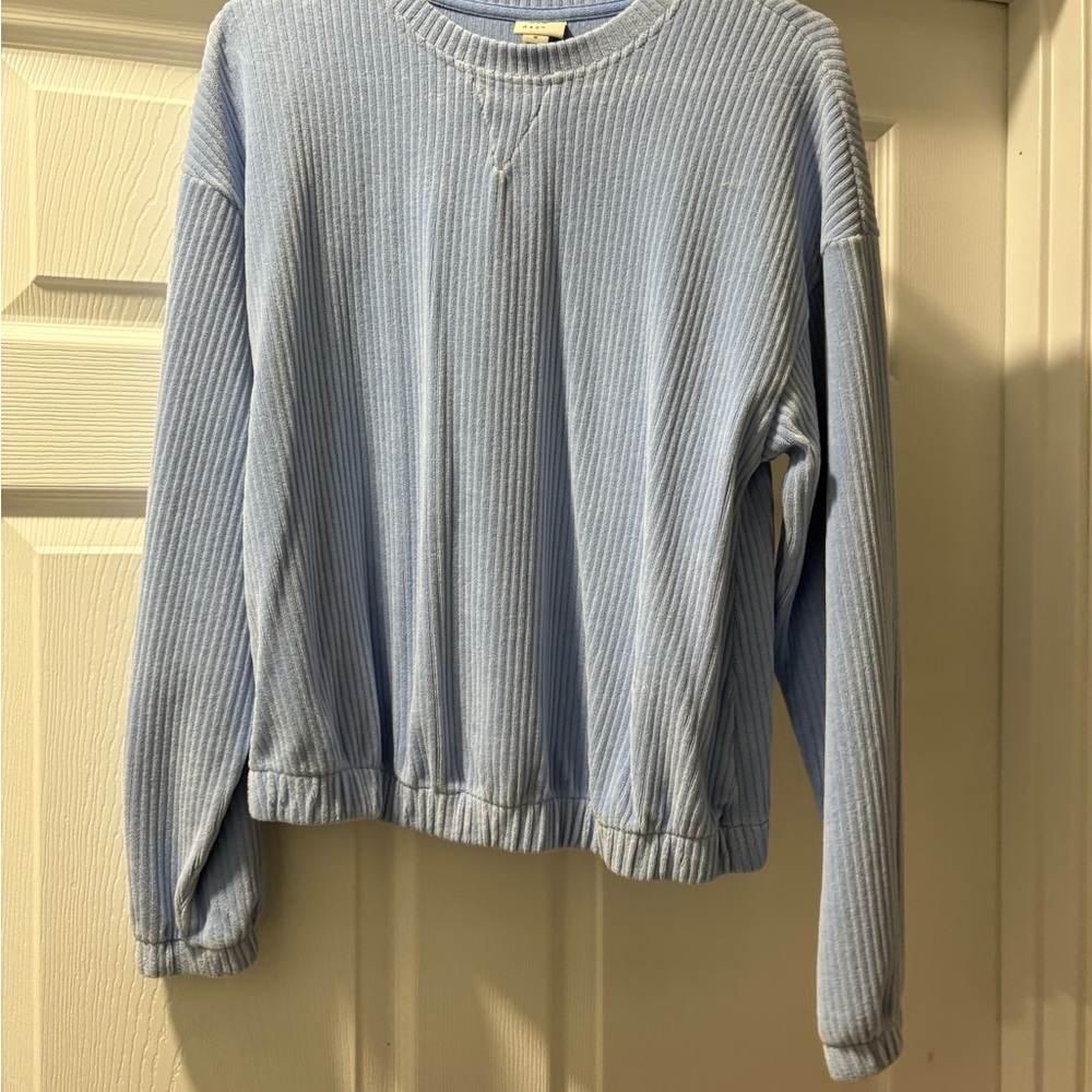 A New Day Sky Blue Ribbed Top